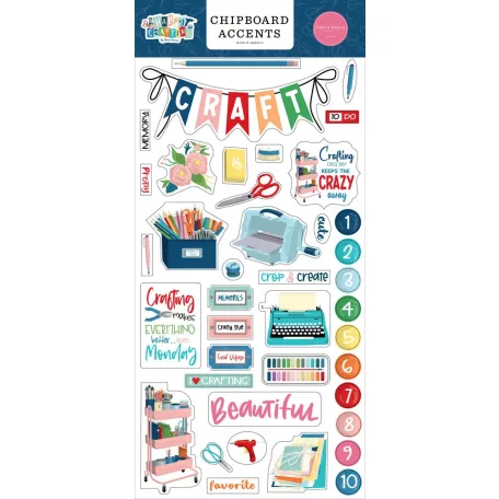 Carta Bella Chipboard 6"X12" - Chipboard Accents - Happy Crafting (1 ív)