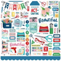   Carta Bella Matrica 12" (30 cm) - Cardstock Stickers - Happy Crafting (1 ív)
