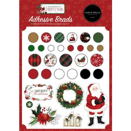 Carta Bella Díszítőelem  - Adhesive Brads - A Wonderful Christmas (1 csomag)