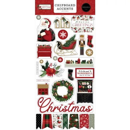 Carta Bella Chipboard 6"X12" - Chipboard Accents - A Wonderful Christmas (1 ív)