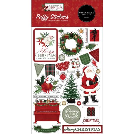 Carta Bella Pufi matrica  - Puffy Stickers - A Wonderful Christmas (1 ív)