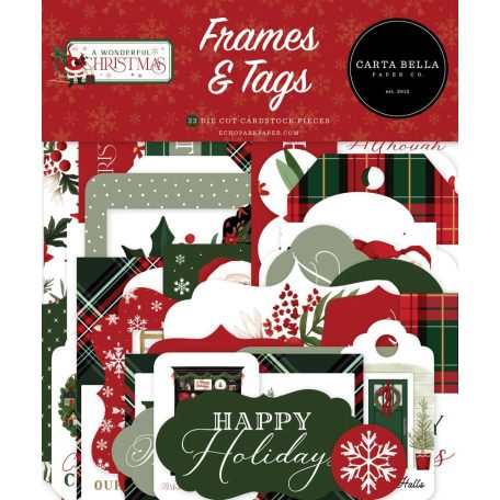Carta Bella Kivágatok  - Frames & Tags - A Wonderful Christmas (1 csomag)