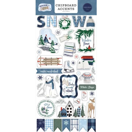 Carta Bella Chipboard 6"X12" - Chipboard Accents - Wintertime (1 ív)