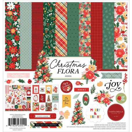 Carta Bella Papírkészlet 12" (30 cm) - Collection Kit - Joyful Christmas Flora (1 csomag)