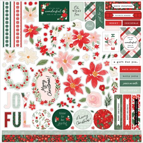 Carta Bella Matrica 12" (30 cm) - Cardstock Stickers - Peaceful Christmas Flora (1 ív)