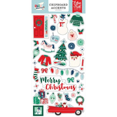 Echo Park Chipboard 6"X12" - Chipboard Accents - Happy Holidays (1 ív)