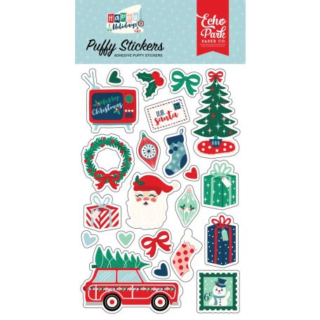 Echo Park Pufi matrica  - Puffy Stickers - Happy Holidays (1 ív)