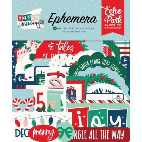 Echo Park Kivágatok  - Ephemera - Happy Holidays (1 csomag)
