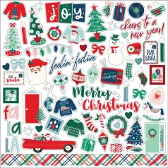   Echo Park Matrica 12" (30 cm) - Cardstock Stickers - Happy Holidays (1 ív)