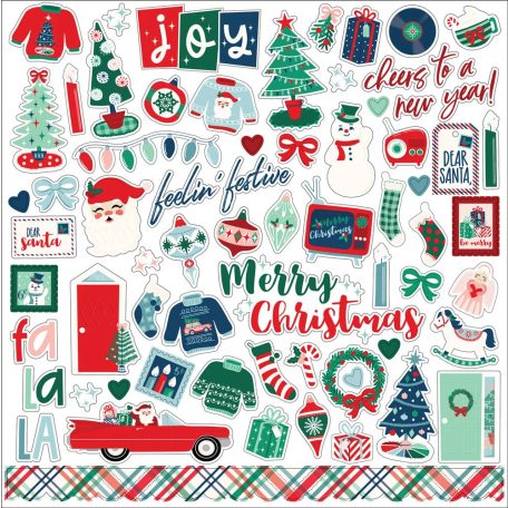 Echo Park Matrica 12" (30 cm) - Cardstock Stickers - Happy Holidays (1 ív)