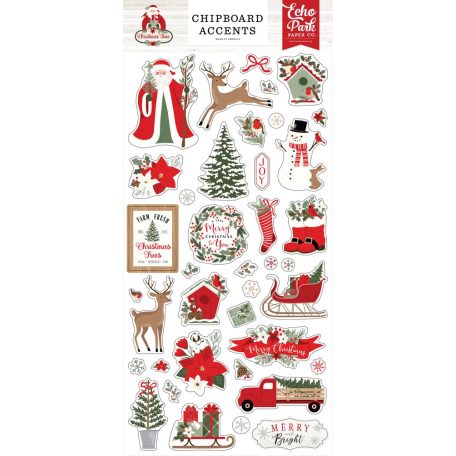 Echo Park Chipboard 6"X12" - Chipboard Accents - Christmas Time (1 ív)