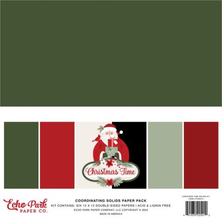 Echo Park Papírkészlet 12" (30 cm) - Coordinating Solids Paper Pack - Christmas Time (6 lap)