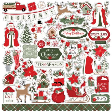Echo Park Matrica 12" (30 cm) - Cardstock Stickers - Christmas Time (1 ív)