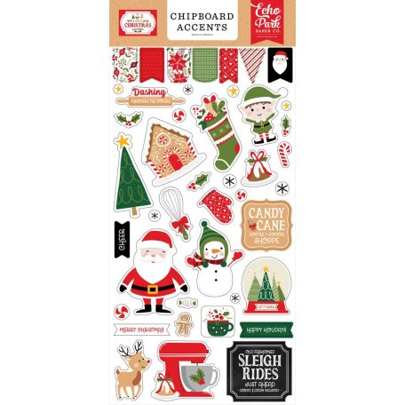 Echo Park Chipboard 6"X12" - Chipboard Accents - Have A Holly Jolly Christmas (1 ív)