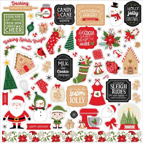 Echo Park Matrica 12" (30 cm) - Cardstock Stickers - Have A Holly Jolly Christmas (1 ív)