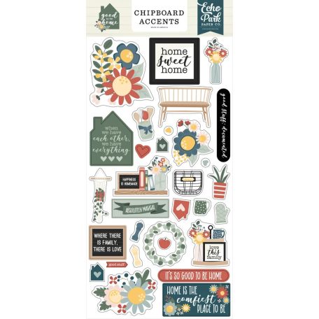 Echo Park Chipboard 6"X12" - Chipboard Accents - Good To Be Home (1 ív)