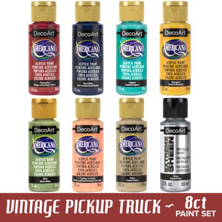 8 db Akrilfesték - matt 59 ml - Vintage Truck - DecoArt Americana® Acrylics (1 csomag)