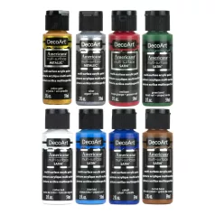   8 db Akrilfesték - selyemfényű 59ml - Holiday Colors - DecoArt Americana® Multi-Surface Satin (1 csomag)