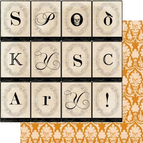 Scrapbook papír 12" (30 cm) - Spooky - Happy Haunting (1 ív)