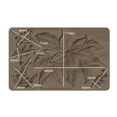 Limited Edition ReDesign with Prima Öntőforma - Crimson Blooms - Décor Mould (1 db)