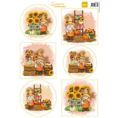   Marianne Design Kivágóív A4 - Gnomes - Sunflowers - Cutting Sheet (1 db)