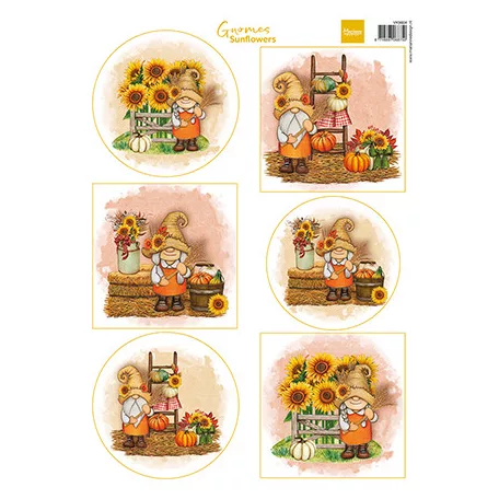 Marianne Design Kivágóív A4 - Gnomes - Sunflowers - Cutting Sheet (1 db)
