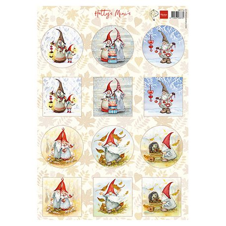 Marianne Design Kivágóív A4 - Hetty's Mini's - Gnomes - Cutting Sheet (1 db)