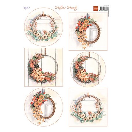 Marianne Design Kivágóív A4 - Mattie Mooiste - Autumn Wreaths - Cutting Sheet (1 db)