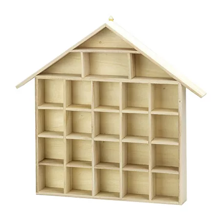 Stafil Fa dekoráció - Házikó - Adventi kalendárium - Wooden House (1 db)