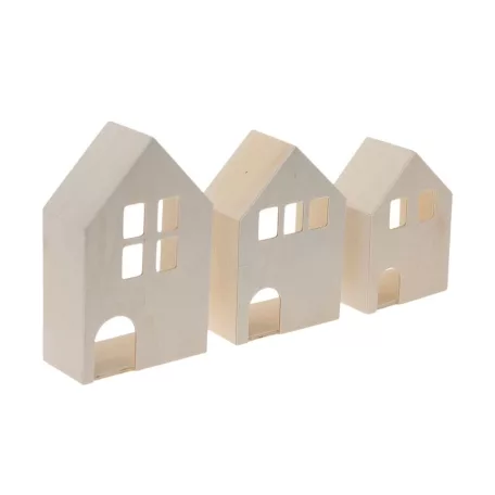 Stafil Fa dekoráció - Házikók - Wooden Cottages (3 db)