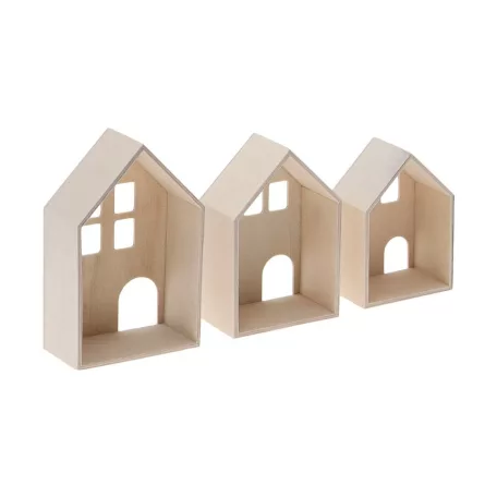 Stafil Fa dekoráció - Házikók - Wooden Cottages (3 db)