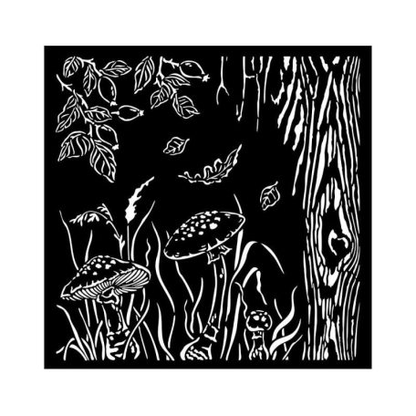 Stamperia Vastag stencil 18x18 cm - Woodland - mushrooms - Thick Stencil  (1 db)