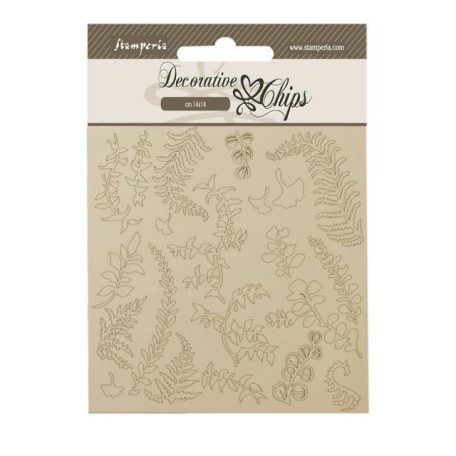 Stamperia Chipboard 14x14 cm - Woodland branches with leaves - Decorative Chips (1 ív)