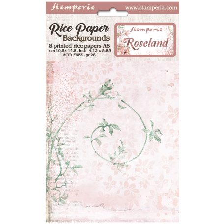 Stamperia Rízspapír készlet A6 - Roseland - Rice Paper Backgrounds (8 ív)