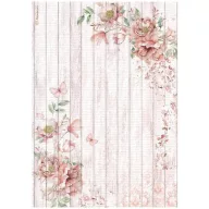   Stamperia Rizspapír A4 - Roseland corners with roses - Rice Paper (1 ív)