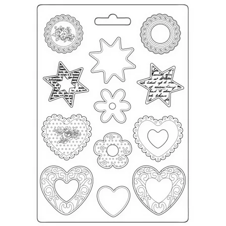 Stamperia Öntőforma A4 - Blue Land - stars and hearts - Soft Mould (1 db)
