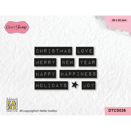 Nellie's Choice Szilikonbélyegző - Christmas Love Typed -  - Text Clear Stamp (1 csomag)