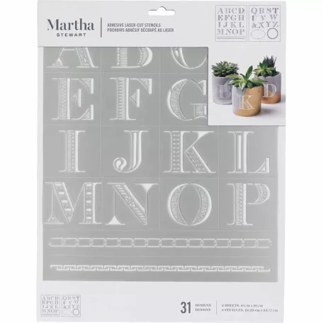 Martha Stewart Stencil - Detailed Monogram - Adhesive Stencil (1 csomag)