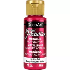  Akril festék - metál 59 ml, Festive Red / DecoArt Dazzling Metallics Acrylics (1 db)