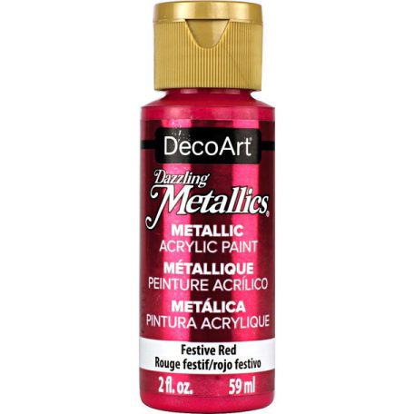 Akril festék - metál 59 ml, Festive Red / DecoArt Dazzling Metallics Acrylics (1 db)