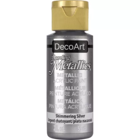 Akril festék - metál 59 ml, Shimmering Silver / DecoArt Dazzling Metallics Acrylics (1 db)