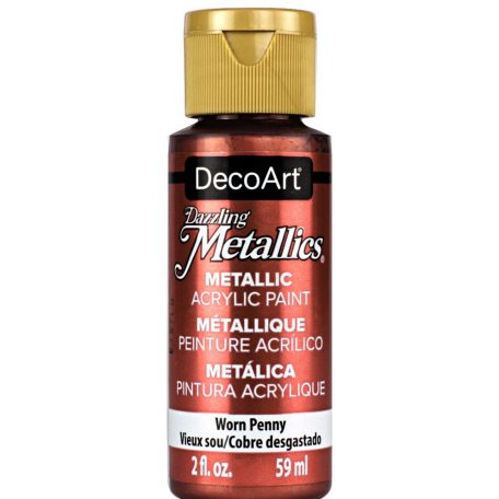 Akril festék - metál 59 ml, Worn Penny / DecoArt Dazzling Metallics Acrylics (1 db)