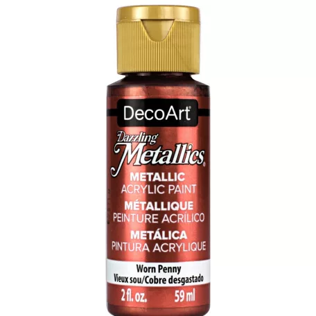 Akril festék - metál 59 ml, Worn Penny / DecoArt Dazzling Metallics Acrylics (1 db)
