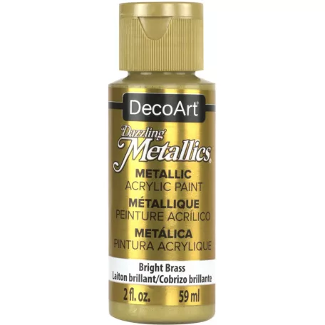 Akril festék - metál 59 ml, Bright Brass / DecoArt Dazzling Metallics Acrylics (1 db)