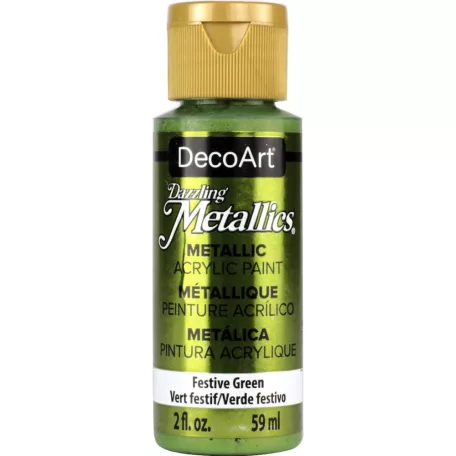 Akril festék - metál 59 ml, Festive Green / DecoArt Dazzling Metallics Acrylics (1 db)