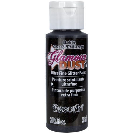 Akril festék - csillámos 59 ml - Black Ice - DecoArt Glamour Dust Glitter Paint (1 db)