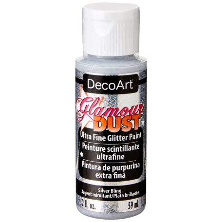Akril festék - csillámos 59 ml - Silver Bling - DecoArt Glamour Dust Glitter Paint (1 db)