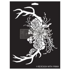   Limited Edition Re-Design with Prima Dekor Stencil 9"X12" - Wildwood Cabin - Decor Stencils (1 db)