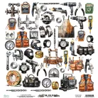 Mintay Papers Scrapbook papír 12" (30 cm) - Kivágóív - Mr. Fix It - Elements (1 lap)