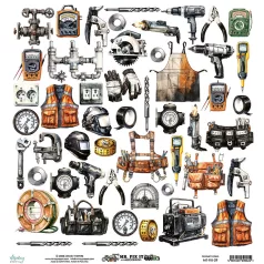   Mintay Papers Scrapbook papír 12" (30 cm) - Kivágóív - Mr. Fix It - Elements (1 lap)